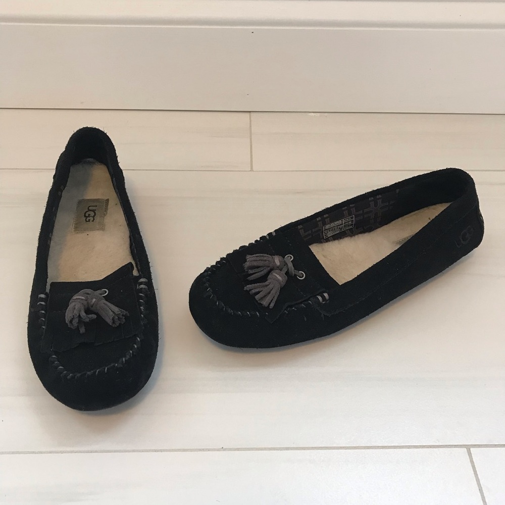 UGG Roni Black Suede Moccasin Loafer